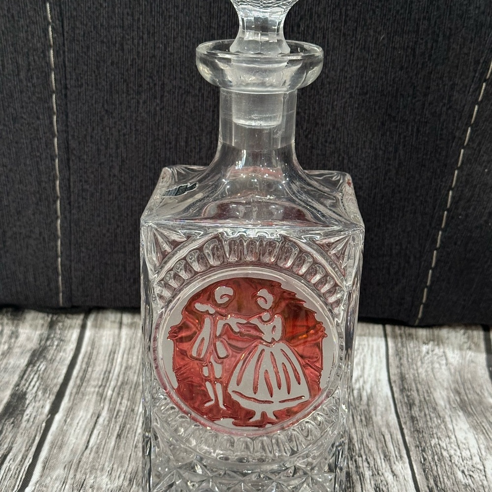 Vintage Genuine Hand Cut Lead Crystal Ruby Decanter West Germany